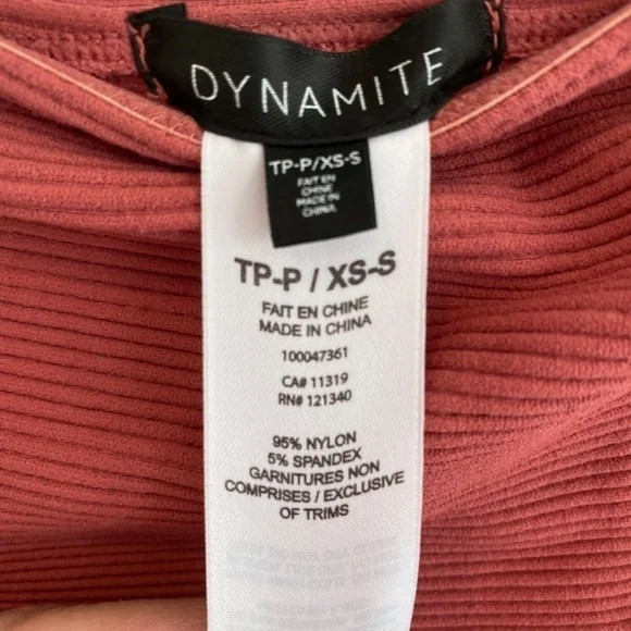 Dynamite Ribbed Strapless Bandeau Rose XS - Picture 2 of 4